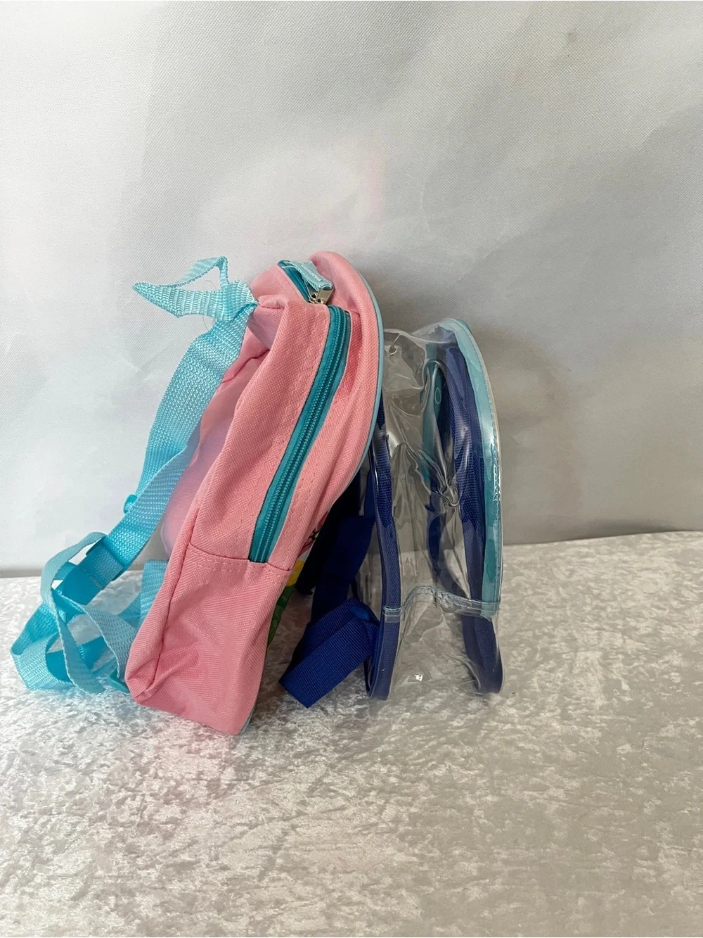 Two Mini Backpack Peppa Pig and Bluey Clear Bag Pink/Blue For Kids